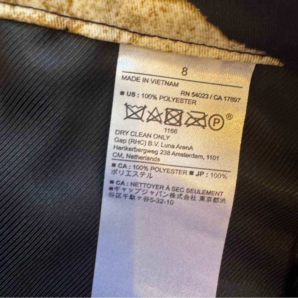 NWT Banana Republic Silky Black and Tan Leaf Print Wide Leg Women's Pants Size 8 - Picture 11 of 11